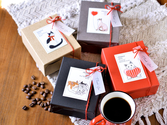 【バレンタイン限定】猫のコーヒーギフトBOX(ドリップバッグ5袋入り)【コーヒーの種類が選べる】自家焙煎珈琲/プチギフト 18枚目の画像