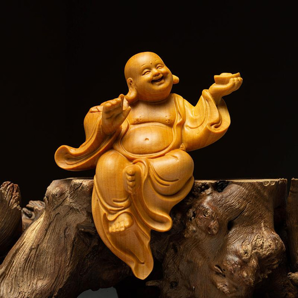 布袋様 七福神 木彫り 仏像 仏教工芸品 置物 精密彫刻 彫刻 杏子 布袋様 七福神 木彫り 仏像 仏教工芸品 置物 精密彫刻 彫刻 杏子