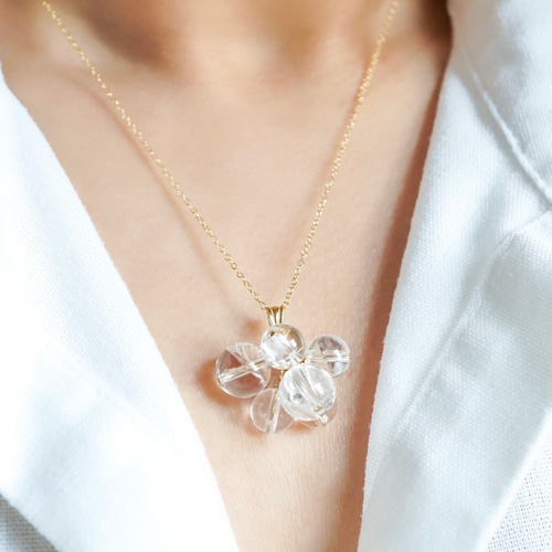 シャボン玉」ネックレス アイリスクォーツ 虹 レインボー 水晶