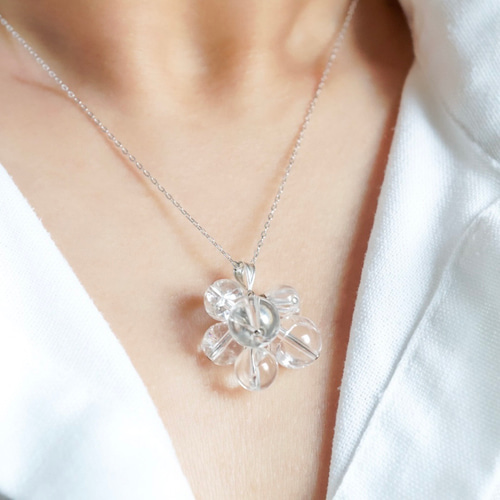 シャボン玉」ネックレス アイリスクォーツ 虹 レインボー 水晶 クリア