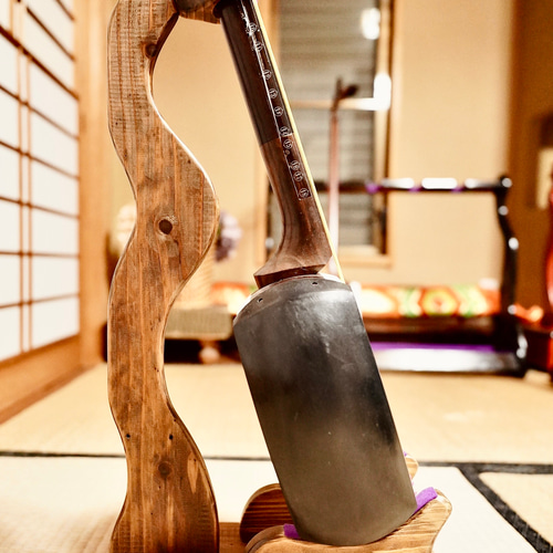 ♪あずきまる　手作り　三味線用スタンド　木製　5丁並び　細棹　津軽　三線♪ ♪あずきまる 手作り 三味線用スタンド 木製 5丁並び 細棹 津軽 三線♪