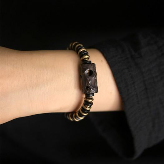 ＜受注制作＞黒檀のブレスレット 黄銅 メンズ レーディス プレゼント 自分にご褒美 B042