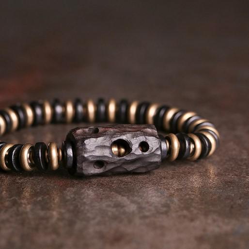 ＜受注制作＞黒檀のブレスレット 黄銅 メンズ レーディス プレゼント 自分にご褒美 B042