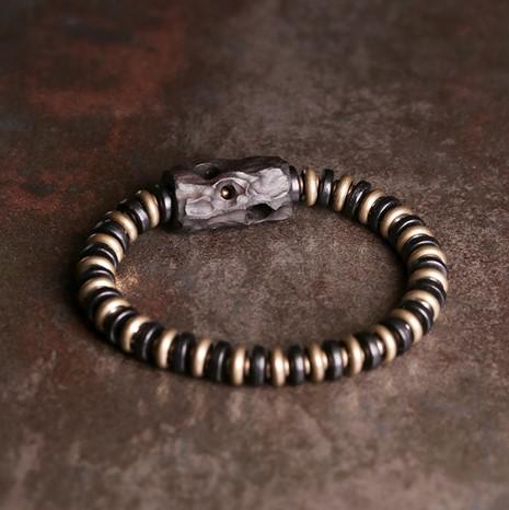 ＜受注制作＞黒檀のブレスレット 黄銅 メンズ レーディス プレゼント 自分にご褒美 B042