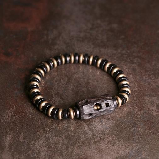 ＜受注制作＞黒檀のブレスレット 黄銅 メンズ レーディス プレゼント 自分にご褒美 B042