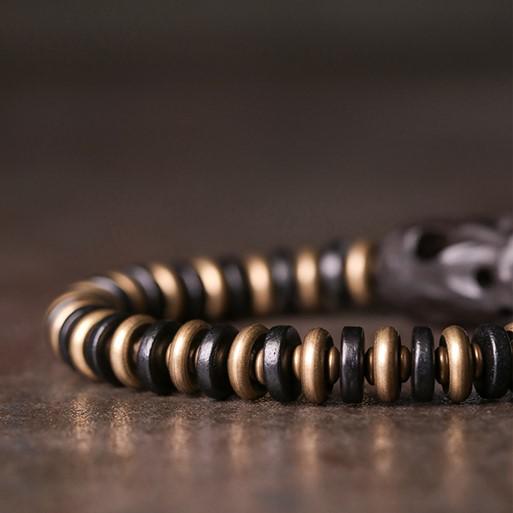 ＜受注制作＞黒檀のブレスレット 黄銅 メンズ レーディス プレゼント 自分にご褒美 B042