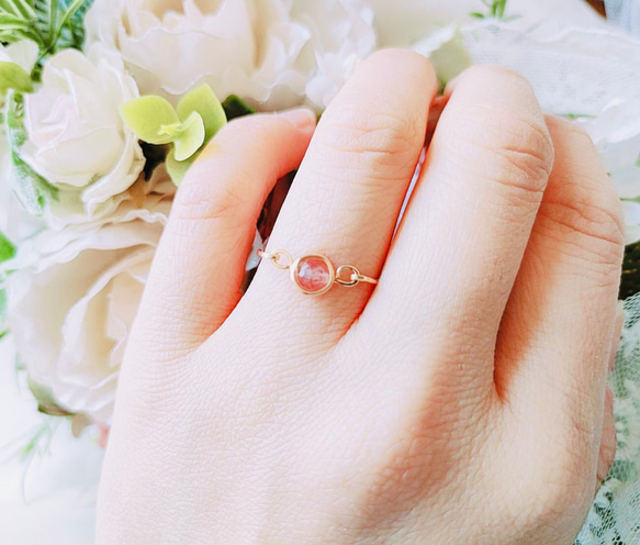 送料無料✨14KGFストロベリークォーツリング✨淡い色✨ナチュラル