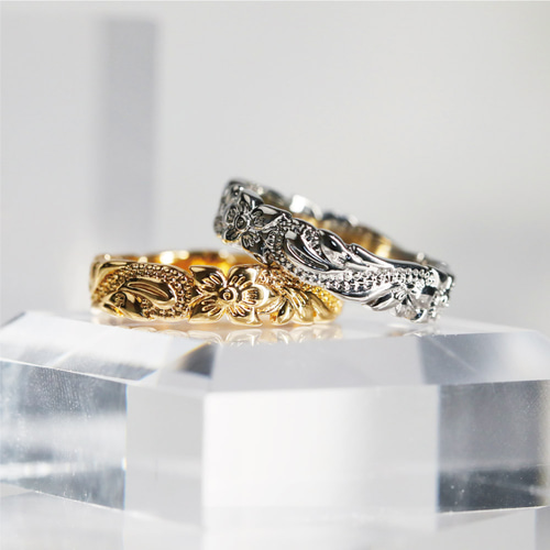 Qroza] 幅5mm プルメリア ハワイアンジュエリー 指輪 リング