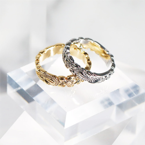 Qroza] 幅5mm プルメリア ハワイアンジュエリー 指輪 リング