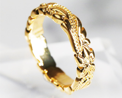 Qroza] 幅5mm プルメリア ハワイアンジュエリー 指輪 リング