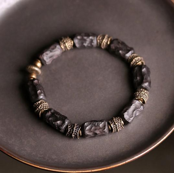 受注制作＞黒檀のブレスレット 黄銅 メンズ レーディス プレゼント  