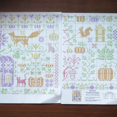 送料無料】☆森の動物パターン 18ct☆クロスステッチ刺繍キット