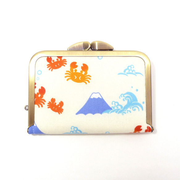 がま口 カードケース カニと富士山 コインケース 1枚目の画像
