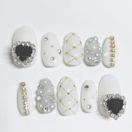 オーダー受付中ネイルチップ 量産型 地雷 キラキラネイル 韓国  