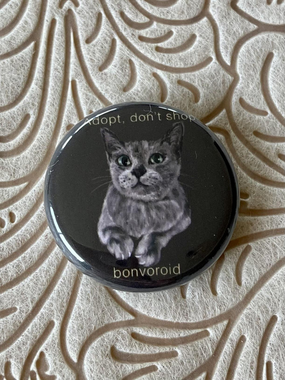 bonvoroidアート『猫のミニミニ缶バッジ』2個セット 3枚目の画像