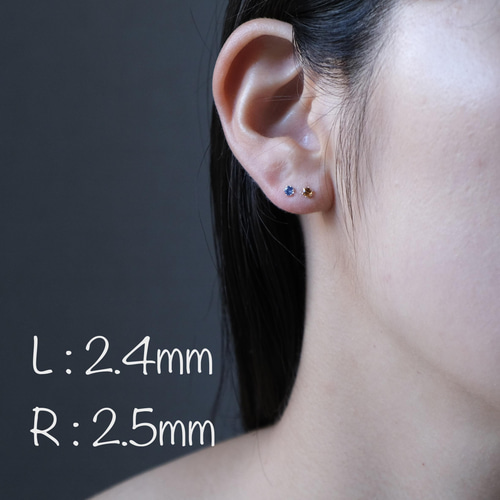 片耳販売】秋色9月誕生石✳︎オレンジサファイア ダイヤモンドカットの