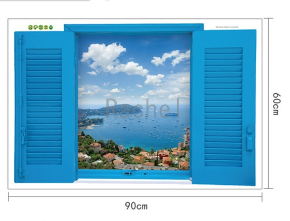 ウォールステッカーD119　窓　地中海　3D アート　インテリアシール 4枚目の画像