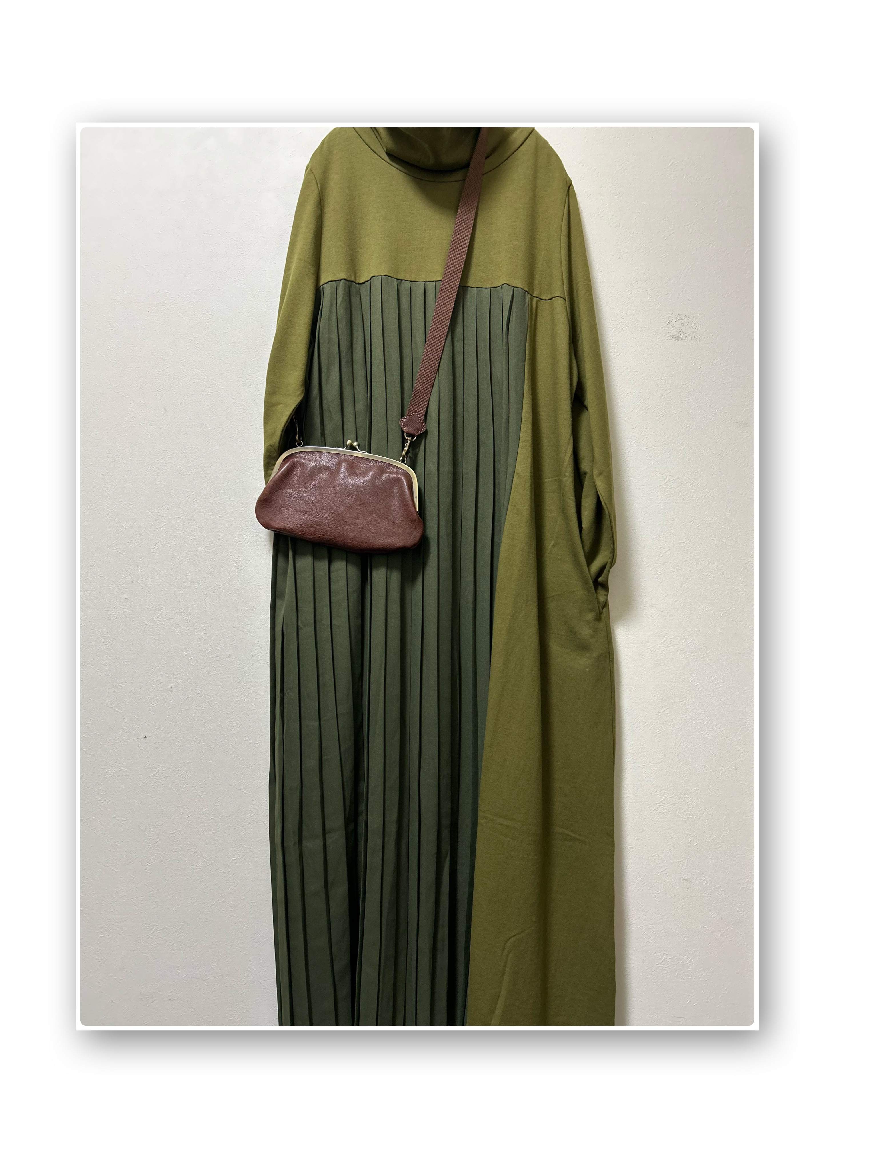 姫路レザー携帯も入る2way親子がま口◆焦げ茶　　車掌バック　ショルダーバック　ポシェット　クリスマス