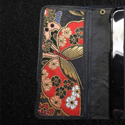 MKC ORIGINAL 西陣織×革手帳型携帯ケース スマホケース・カバー masa 