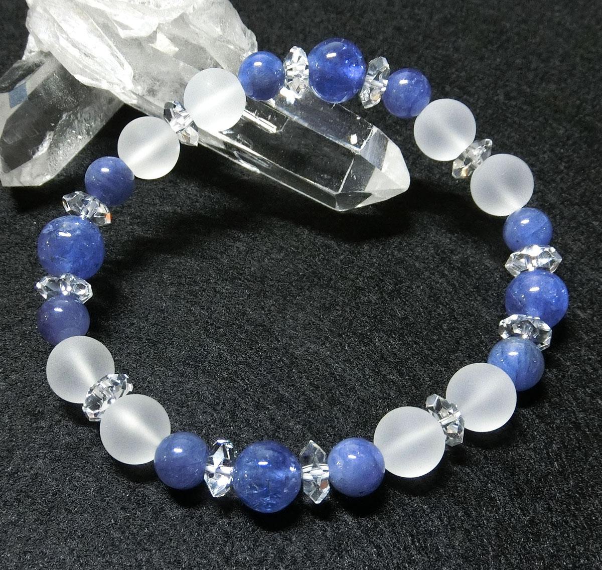 タンザナイトとフロストクォーツのブレスレット2　【15㎝】【12月誕生石】