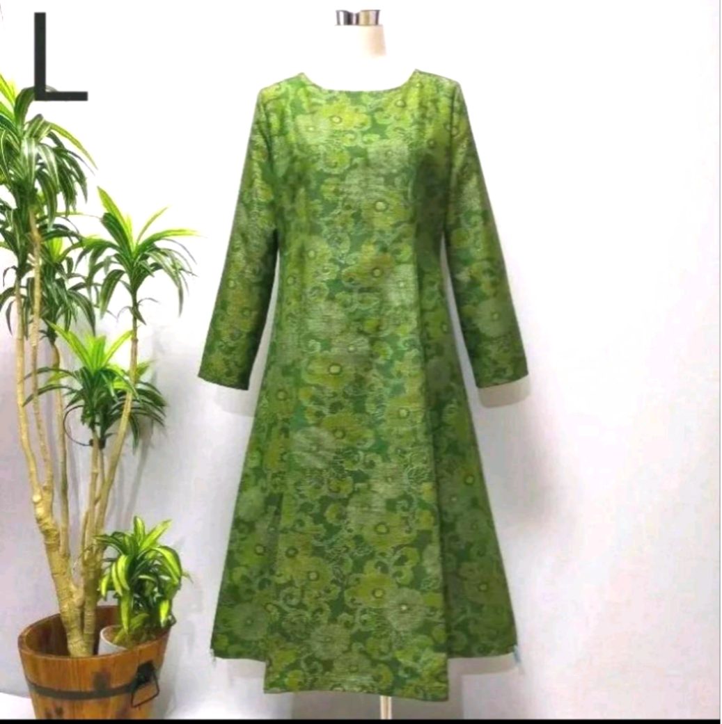 着物リメイク　鴛鴦花文　ロングワンピース 着物リメイク ロングワンピース | iichi 日々の暮らしを心地よく