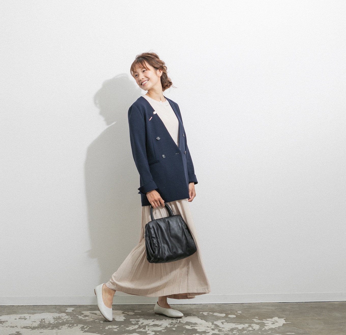 フォーマル・レースアップ・プリーツドレス「ベージュ」【臨月までOK授乳対応】【結婚式】【2次会】【着丈が選べる】