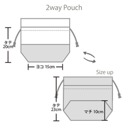 サイズが変えられる2way巾着 お弁当箱入れ サークルライン 8枚目の画像