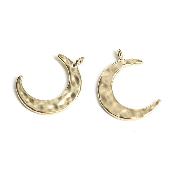 新作【2 pieces】Uneven moon (MOON) motif Medium matte gold charm NF 第2張的照片