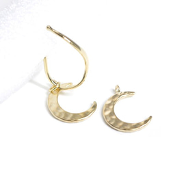 新作【2 pieces】Uneven moon (MOON) motif Medium matte gold charm NF 第3張的照片