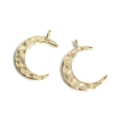 新作【2 pieces】Uneven moon (MOON) motif Medium matte gold charm NF 第1張的照片