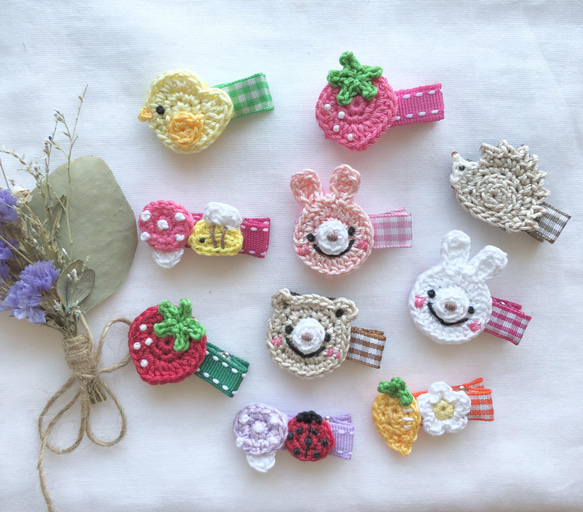 ニコニコくまさん♪】ベビーヘアクリップキッズヘアクリップ