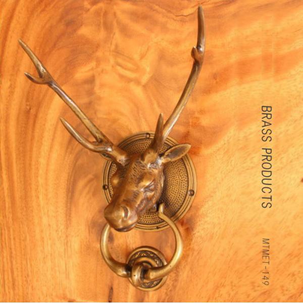 真鍮 取っ手 取手 金具 ドアノック ドアノッカー 鹿 ドアノブ