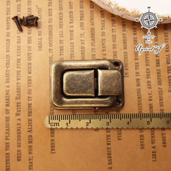 【2個セット】 DIY パーツ 留め金 （ 真鍮古美 / アンティークカラー） 木箱 鞄 錠前 3枚目の画像