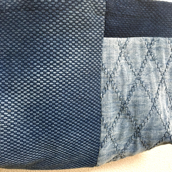【A5対応】【散歩用】藍染刺し子剣道着リメイク ミニトートバッグ 12 2枚目の画像