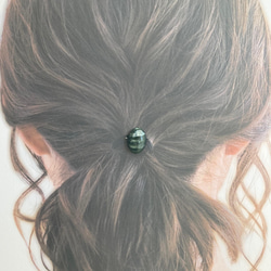 天然石 セラフィナイトの髪飾り（ヘアゴム）-seraphinite 6枚目の画像