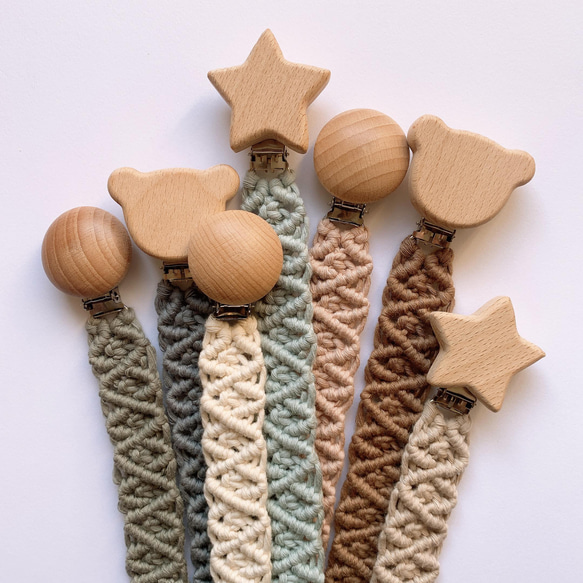 マクラメおしゃぶりホルダー おもちゃホルダー 歯固めホルダー
