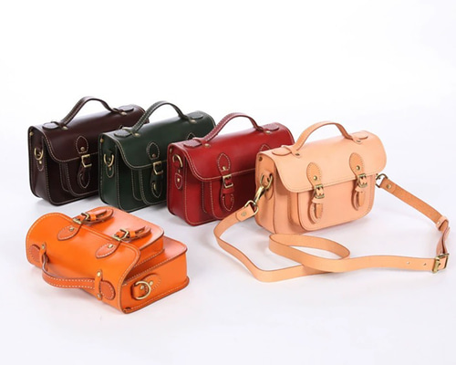 レトロ可愛い本革メッセンジャーバッグ ブラウン クラシックレザー