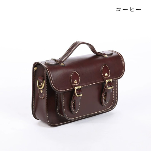 レトロ可愛い本革メッセンジャーバッグ ブラウン クラシックレザー