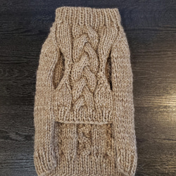 犬服♪小型犬Mサイズざっくりとしたアラン模様の手編みセーター 2枚目の画像