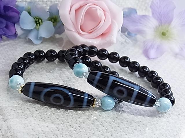 ★展★14.1㎜ 4A+ラリマー❀レインボーアミュレットブレス　お守りに　高品質 ☆展☆14.1㎜ 4A+ラリマー❀レインボーアミュレットブレス