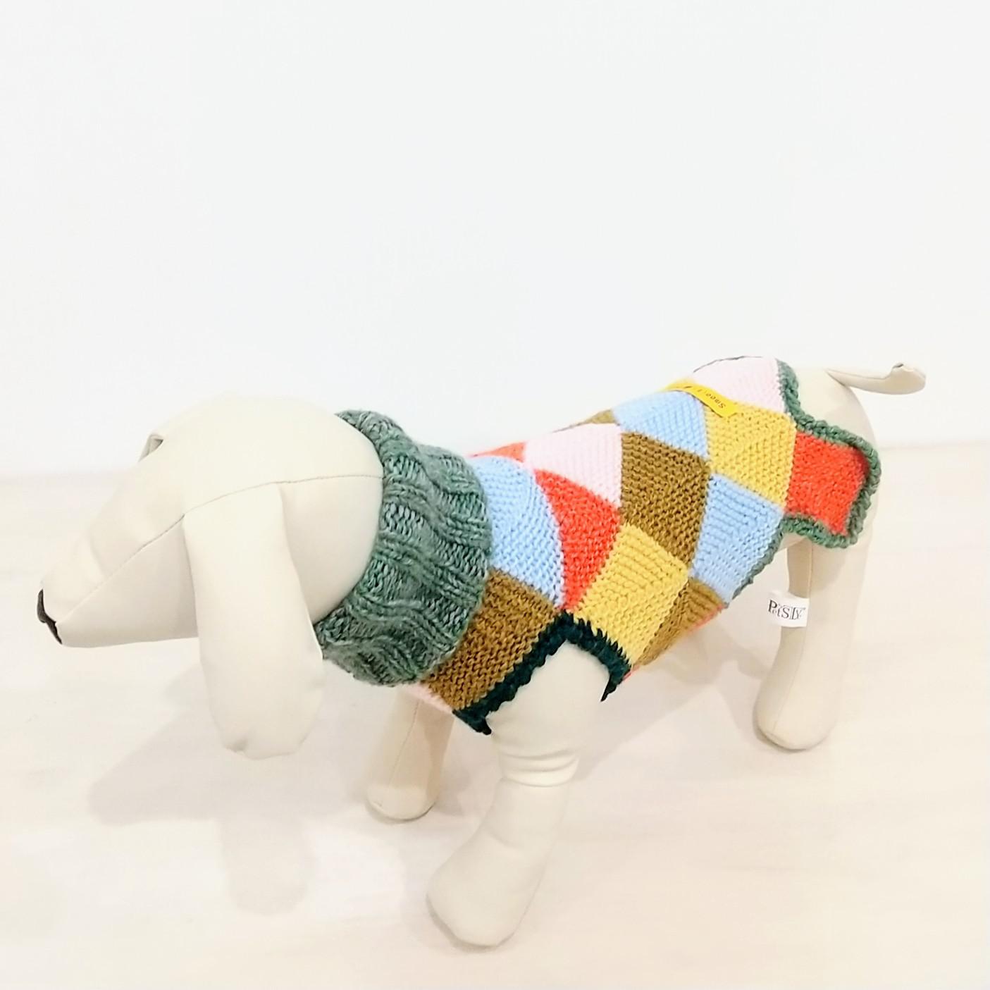 犬服　ハンドメイド　1点もの　おしゃれタートルネックセーター