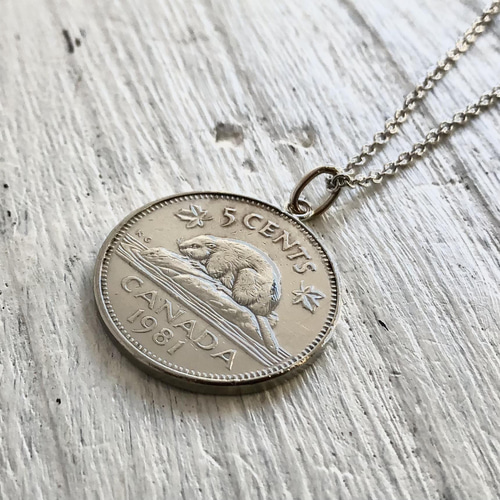 カナダ/5セント/1981年/一点物コインペンダント/No.00195914