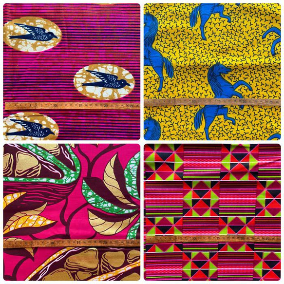 ハギレセット＊12枚組  生地  アフリカ布 アフリカン 小物作り ハンドメイド 手作り 手芸用品 布 カットクロス 3枚目の画像
