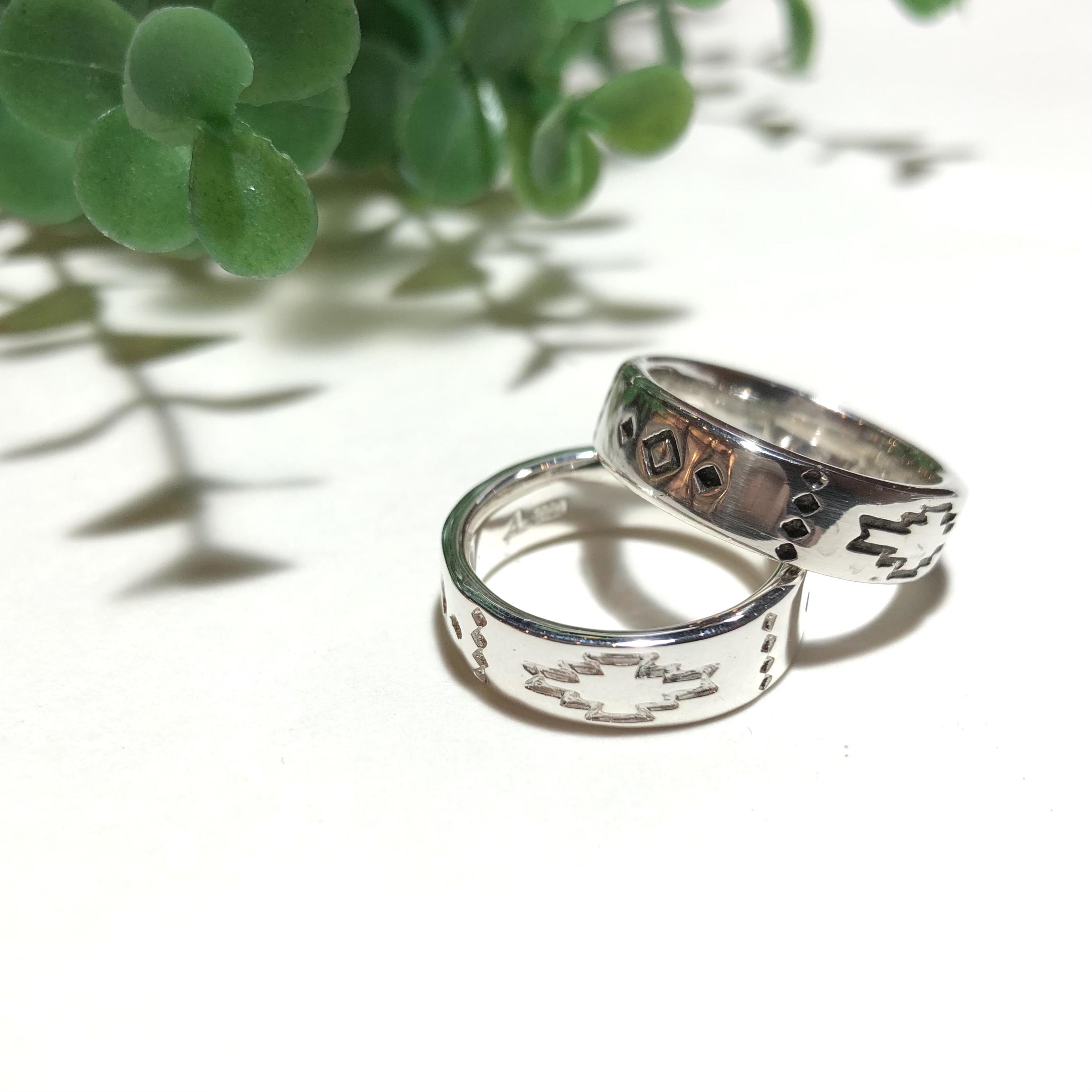 サイズ入荷！純銀製＊ネイティブ柄オルテガリング【送料無料】