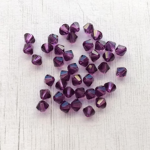 4mm 30個】スワロフスキー #5328（アメジスト) ビジュー・クリスタル