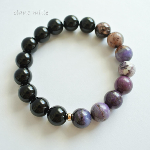 天然石 ブラックスギライトブレスレット　　240101279 天然石 ブラックスギライトブレスレット240101279