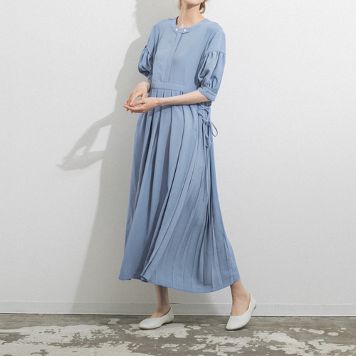 09_【シワになりにくい◎旅行にも◎】プリーツドレス「サックスブルー