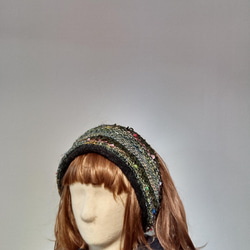織りヤーンヘアバンド　　秋冬用　レッド 8枚目の画像