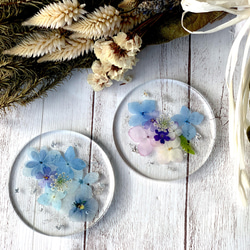 スワッグ❁ガーランドのヘアゴム ライトグレー 押し花 お花 ハンドメイド レジン ハンドメイド押し花レジンブックマーカー NO.16 しおり・ブックマーク