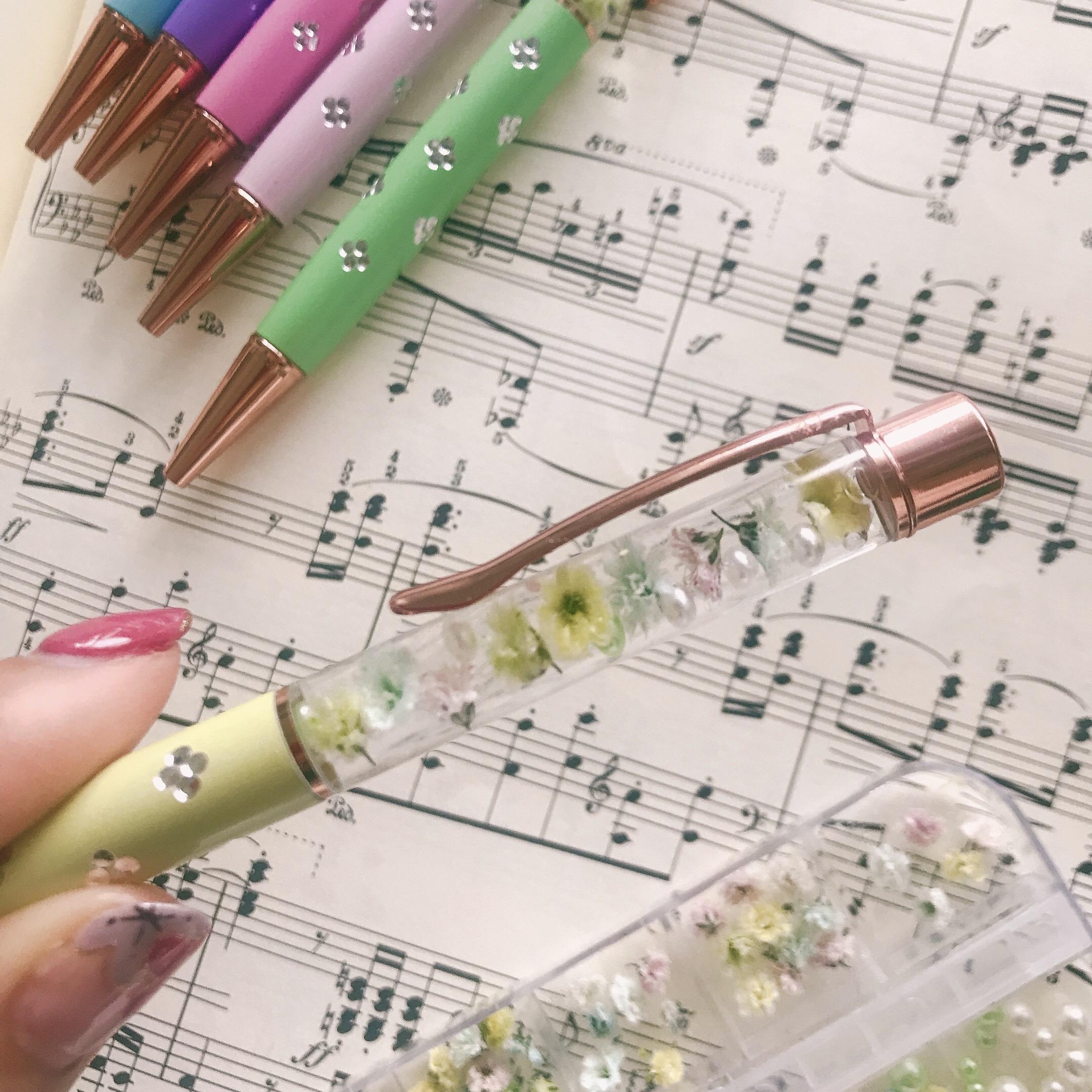 ふわふわ 愛されハーバリウムボールペン かすみ草 パステル ギフト 名